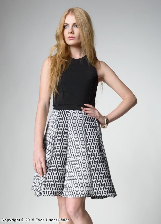 A-linjeformad klänning med mönstrad kjol, XS - 5XL